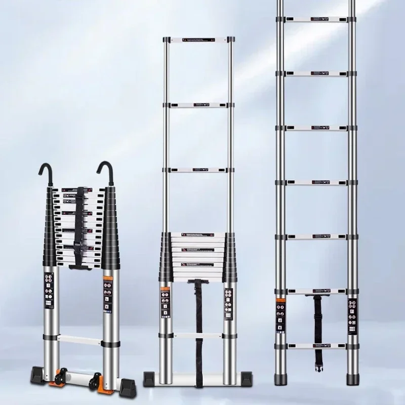 Firm Aluminum alloy portable single-sided telescopic ladder, multi-functional folding ladder, straight ladder