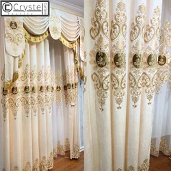 Cortinas Bordadas Europeias, Estampa Dourada, Janela Alta de Sombreamento, Chenille Valance, Sala De Estar, Sala De Jantar, Quarto, Luxo