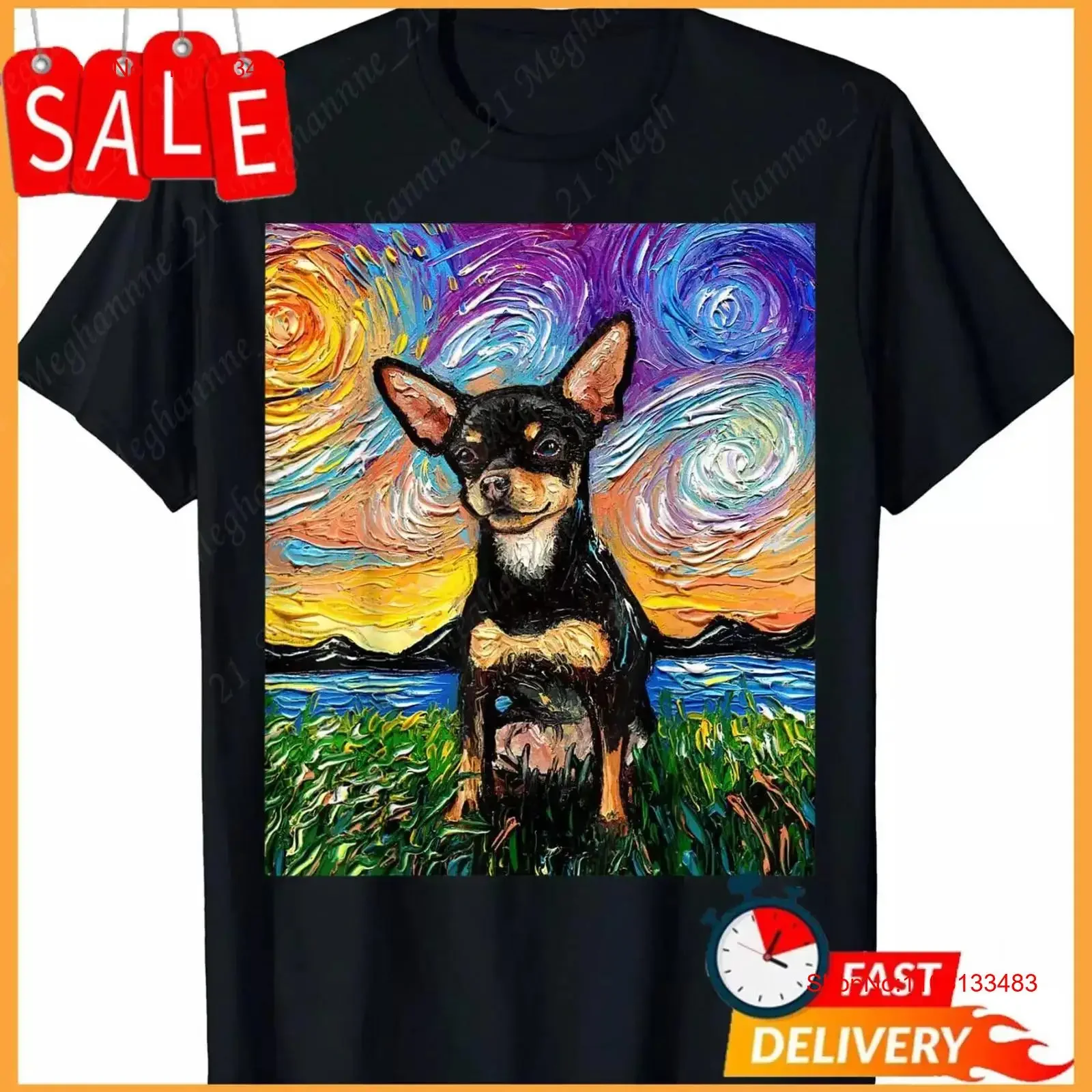

Черно-коричневая гладкая футболка Chihuahua Starry Night Dog Art от Aja, винтажная, слегка мужская, дышащая, универсальная, повседневная