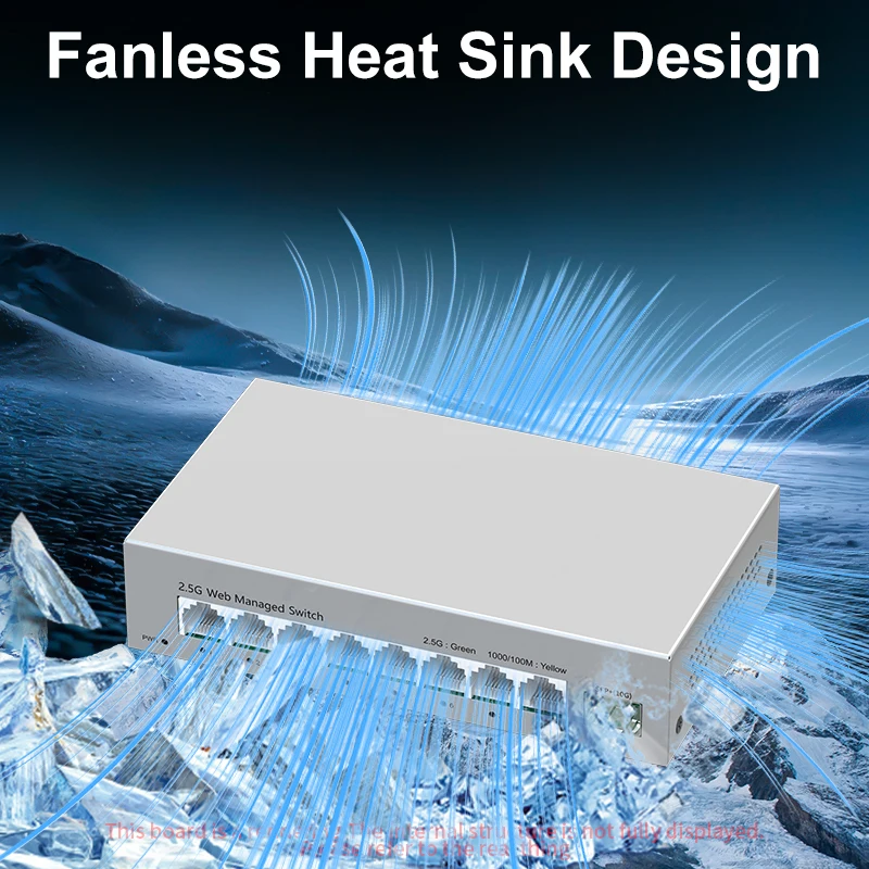 2.5GbE Managed Switch 8 Port 2.5GBASE-T Network Switcher 10G SFP+ Slot Uplink Web Managed Hub Internet Splitter Fanless