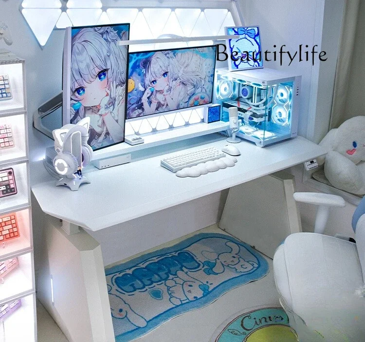 

White e-sports lifting table Electric lifting table Household desk Computer table Large desk Desk