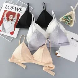 NEW Seamless Sexy Triangular Cup Women Small Chest No Steel Ring Thin Shoulder Strap Single Breasted Bras Small Cup Size A B