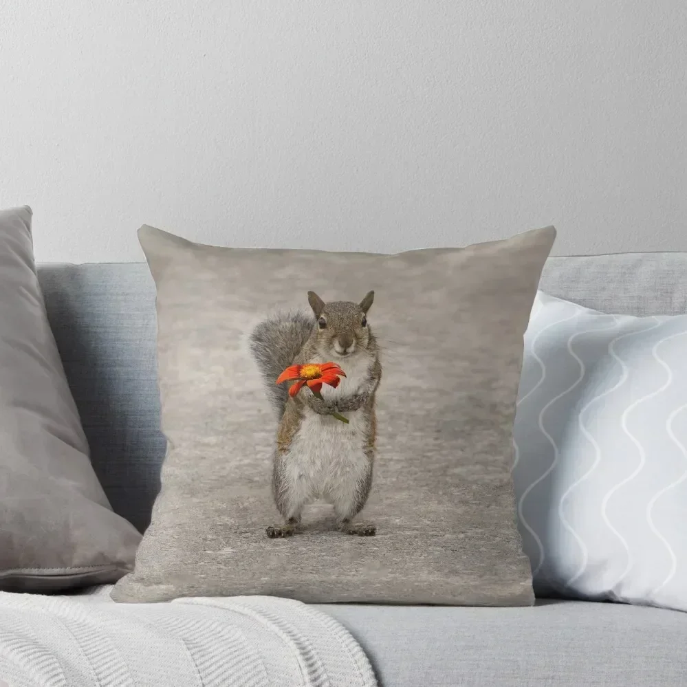 Special For You, Squirrel With Flower Throw Pillow Sofa Cushion Cover Sofa Cushion Sofa Covers Elastic Cover For pillow