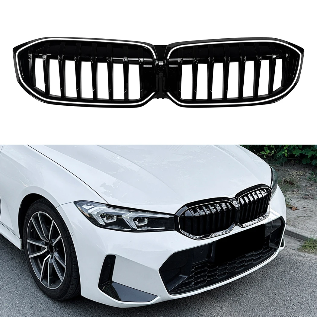 

With Light Front Bumper Grille Kidney Racing Grill Grilles BodyKit For BMW 3 Series G20 G21 LCI 2023-2025 ABS Tuning Accessories