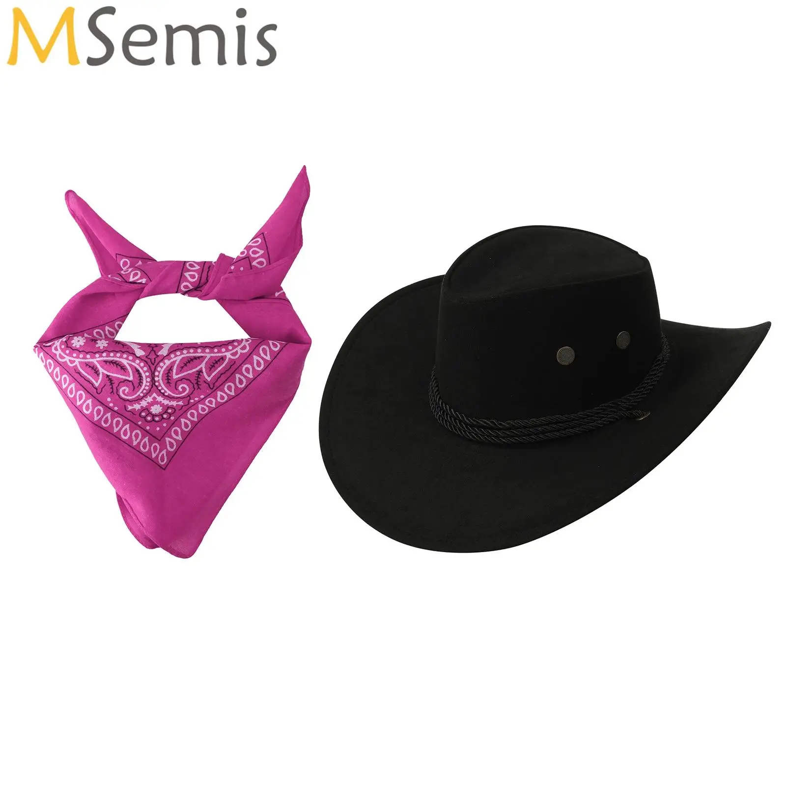 

Kids Western Cowboy Hat With Paisley Bandanna Scarf Set Children Boys Girls Halloween Cosplay Cap Carnival Party Cowgirl Costume