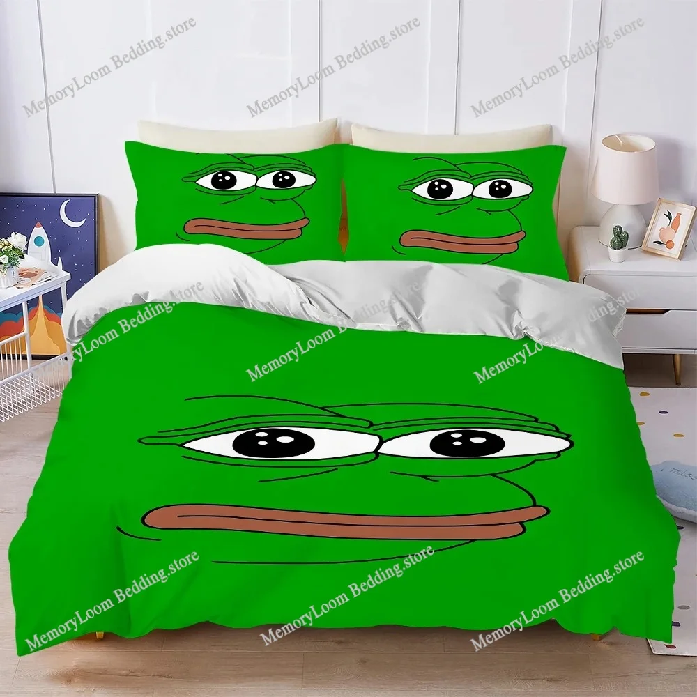 

Funny Duvet Cover Set Home Style Bedding Soft Laundry Cotton Bed Four Seasons P-Pepe The Frog Student Dormitory Home Textile