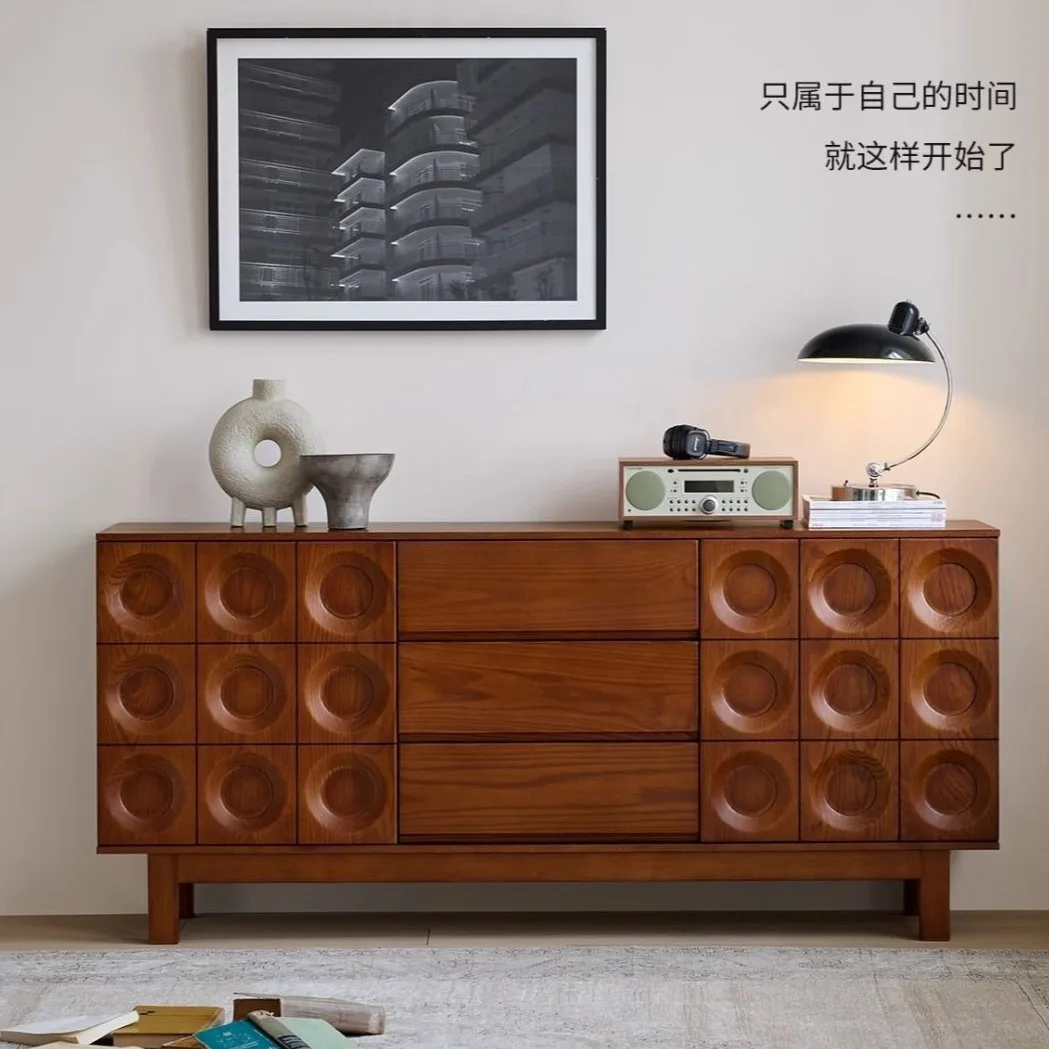 

Rubber Wood Boxwood Simple Dining Side Storage Tea Solid Wood Entrance Living Room Home Locker