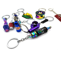 Car Metal Keychain Turbo Gear Hub Pendant Brake Disc Shock Absorber Pendant Japanese License Plate Keyring for JDM Racing Fans