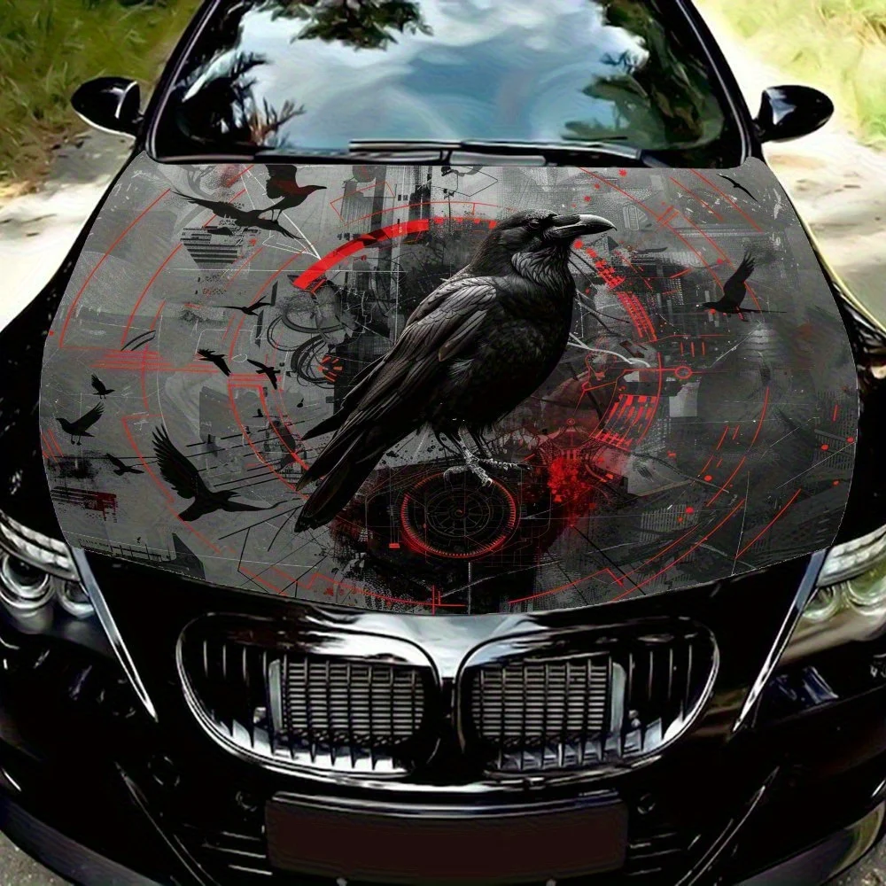 

Mysterious Black Crow Car Hood Decal Sticker, Durable Car Vinyl Wraps Suitable For Most Vehicles, Car Engine Hood Protective Fil