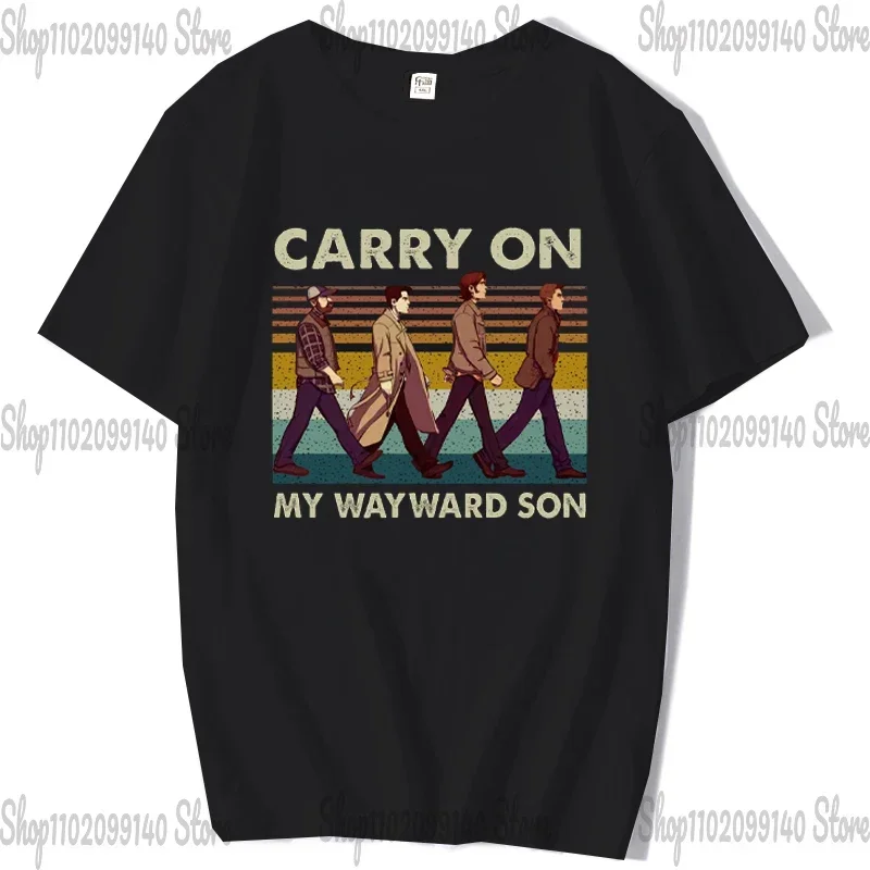 Supernatural T Shirt O-Neck Birthday Sweatshirts Carry On My Wayward Son Car Back To The Tuture Tshirt for Men