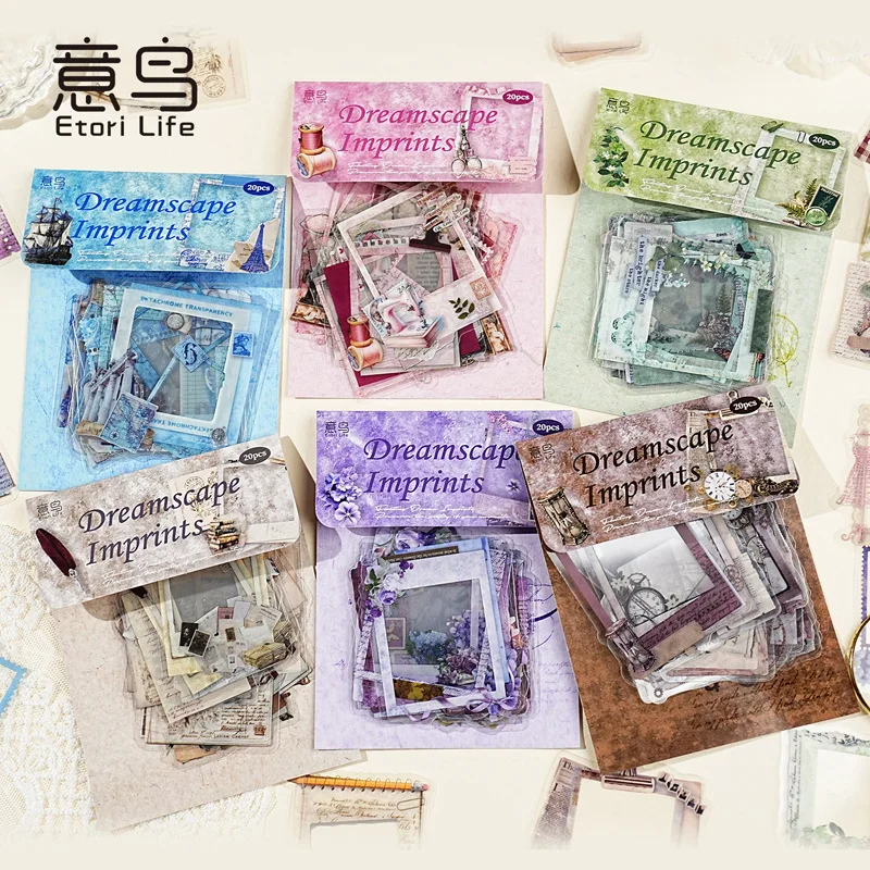 20 Stück Retro-Rahmen-Aufkleber-Set Europäisches Muster Bordüren-Design Journal DIY Dekor Basis-Zubehör