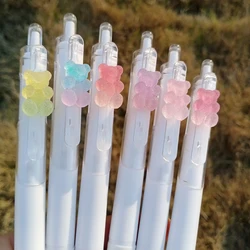 Bolígrafos de Gel Kawaii de 2 piezas, bonitos bolígrafos transparentes con tinta negra de secado rápido, escritura suave, papelería estética coreana, suministros escolares