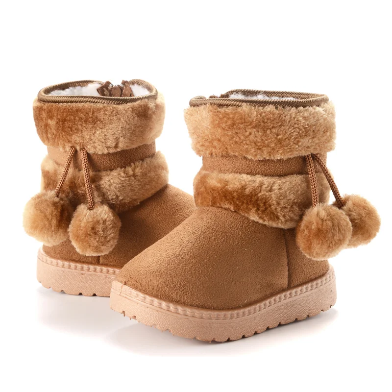 Nieuwe Meisjes Snowboots Winter Comfortabele Dikke Warme Kinderlaarzen Lobbing Ball Dikke Kinderen Herfst Leuke Jongens Laarzen Prinses Schoenen