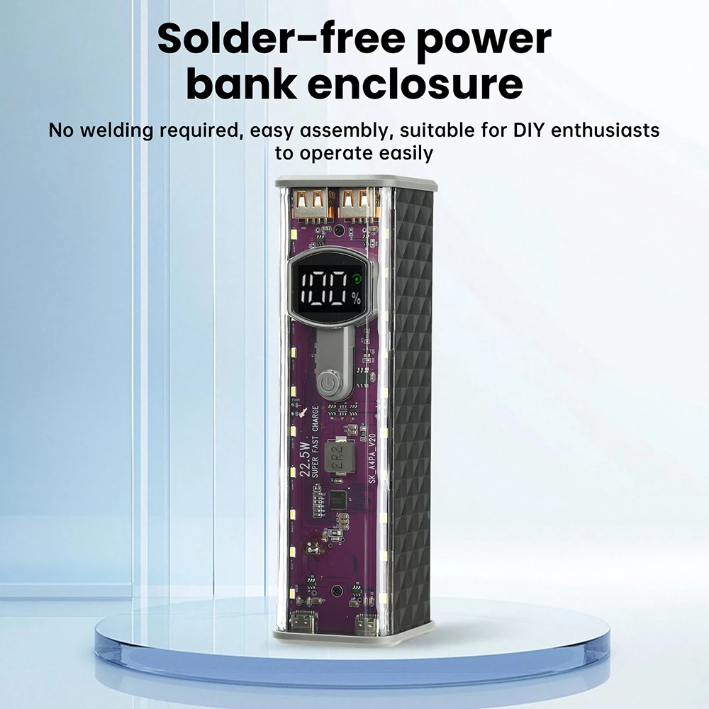 18650 علبة بنك الطاقة لتقوم بها بنفسك عدة 8 خلايا غطاء شفاف بدون لحام مع تنظيم الجهد متعدد الحماية صغيرة