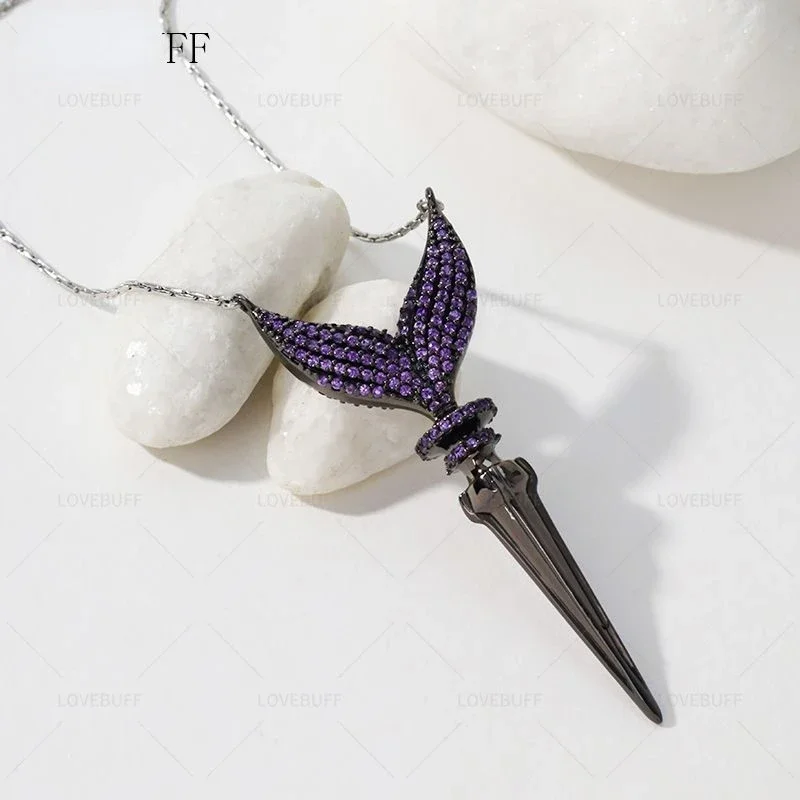 Love Game Love and Deepspace Rafayel Fishtail Dart Purple Necklace with Zircon for a Fashion and Delicate Birthday Gifts