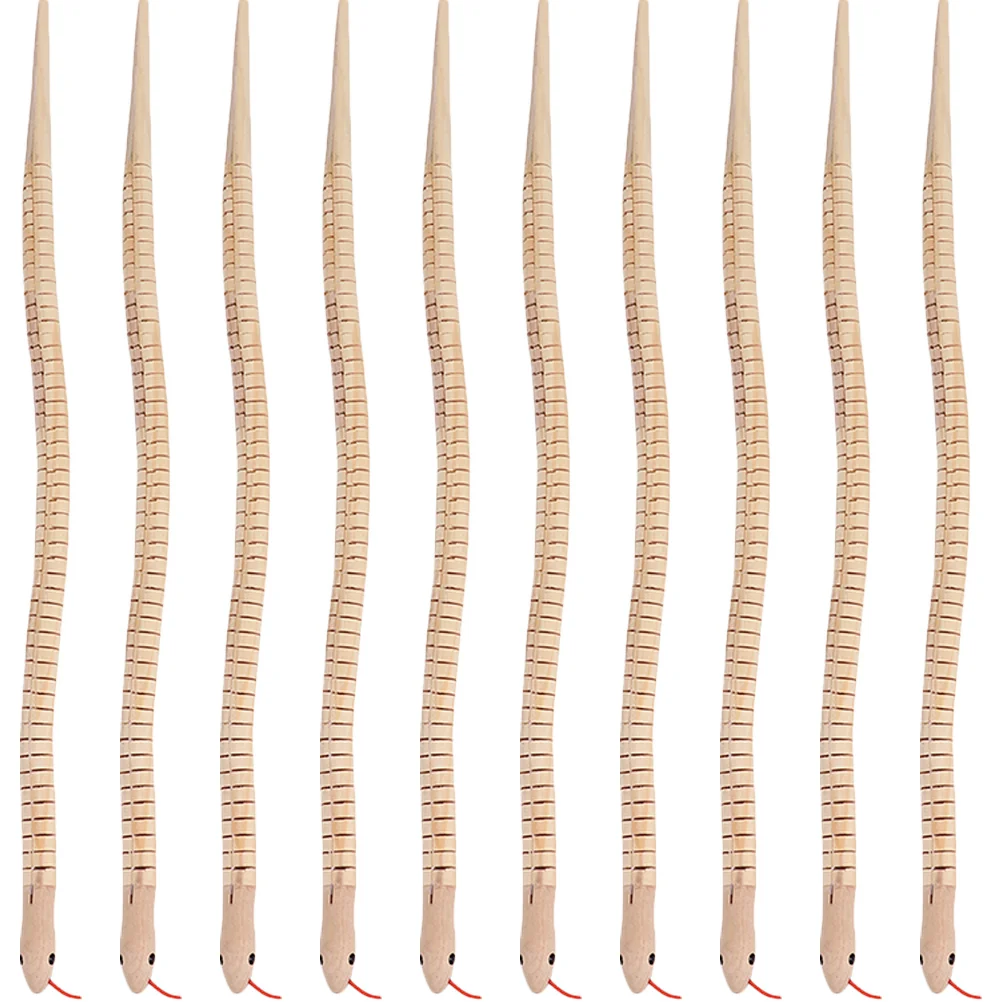 10 Pcs Wooden Toy Snake Lovely Kids Plaything Decorate Learning Unfinished Model Wiggle Child Small