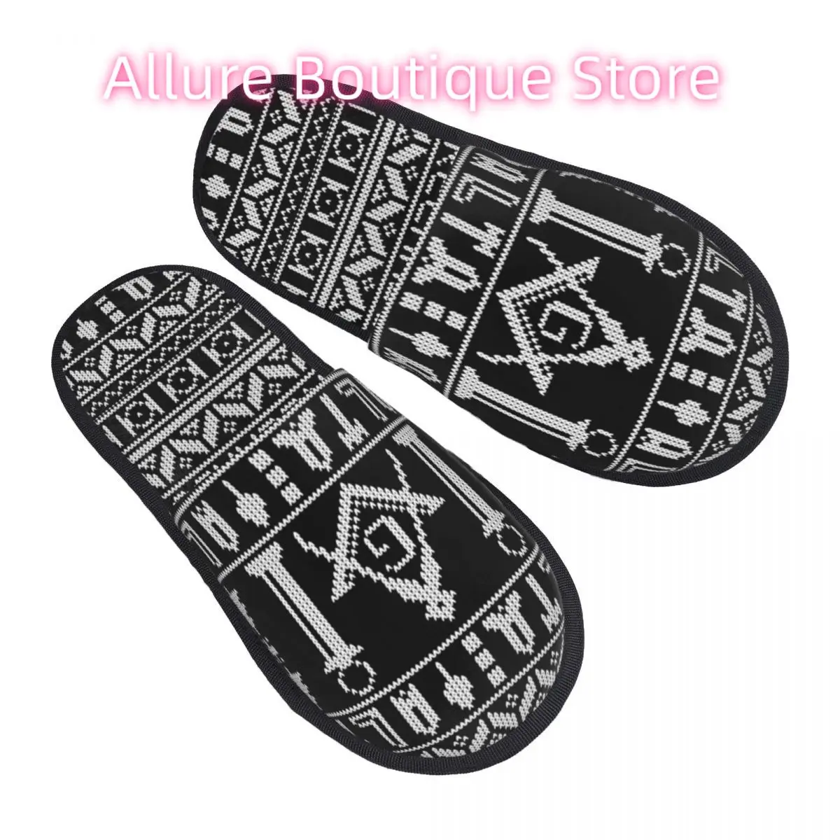 

Custom Masonic Mason Freemason Pattern Guest Slippers for Hotel Women House Slipper