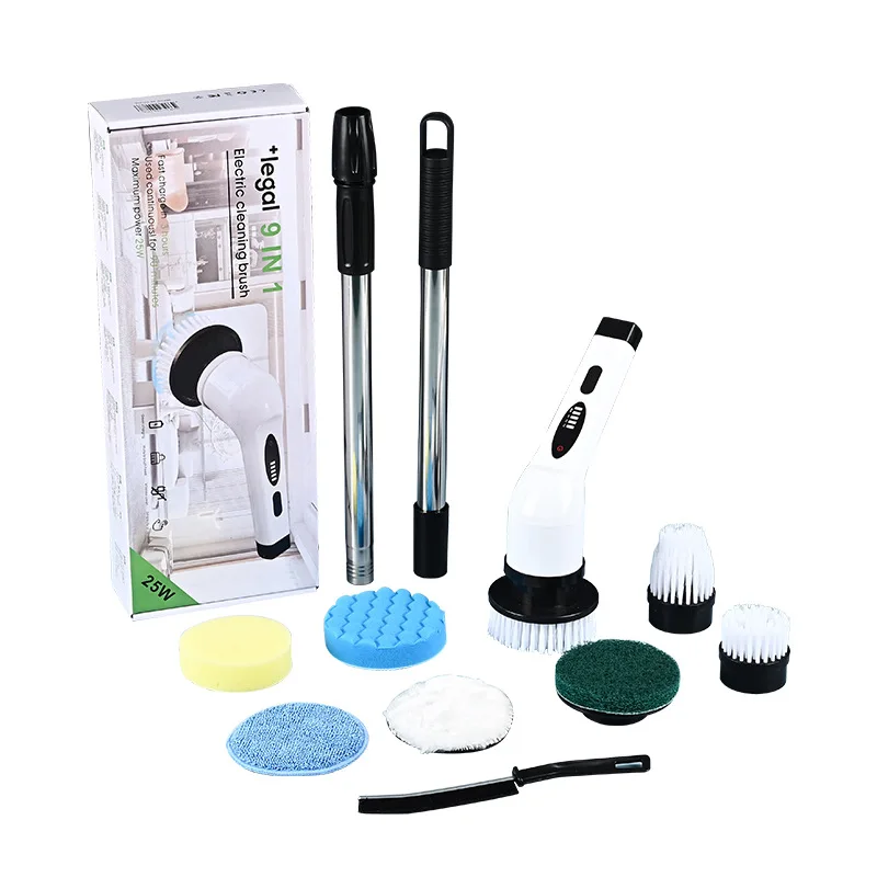 

9In1Cordless Spin Scrubber Electric Multipurpose Cleaning Brush for Kitchen Bathroom Toilet - Household Hair Brushes And Mops