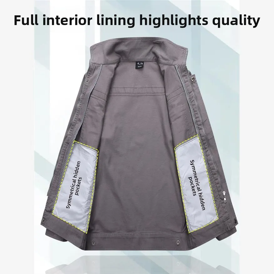 Conjunto de Ropa de Trabajo de Algodón Puro Thiened para Hombre, Resistente al Desgaste, Ropa Protectora para Primavera y Otoño, Chaqueta de Trabajo