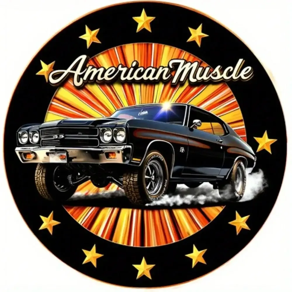 

VIGRADE 8x8 Inch Vintage Tin Sign, Retro American Muscle Car Metal Wall Decor for Garage Man Cave Bar Home