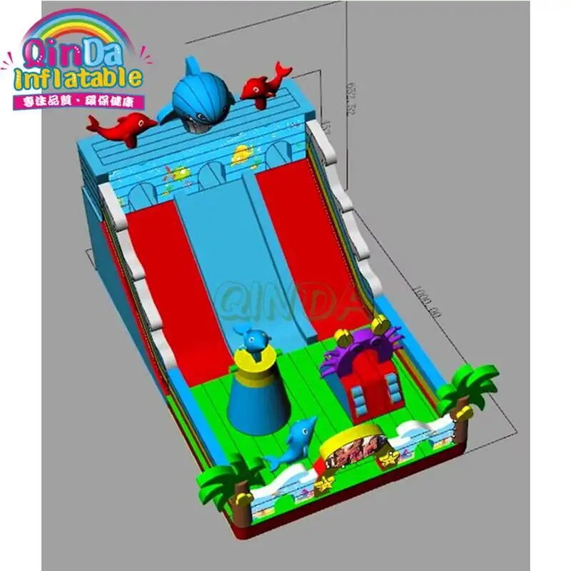 Giant Inflatable Jumping Castle With Slide ,Bouncer Inflatable Amusement Park