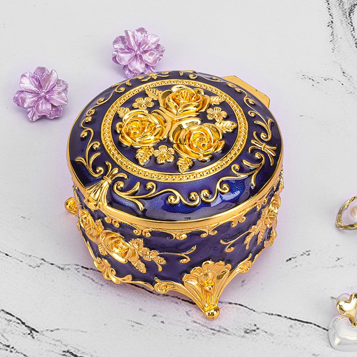 Nordic Exquisite Rose Jewelry Box Retro Home Enamel Color Jewelry Box Creative Desktop Jewelry Storage Box