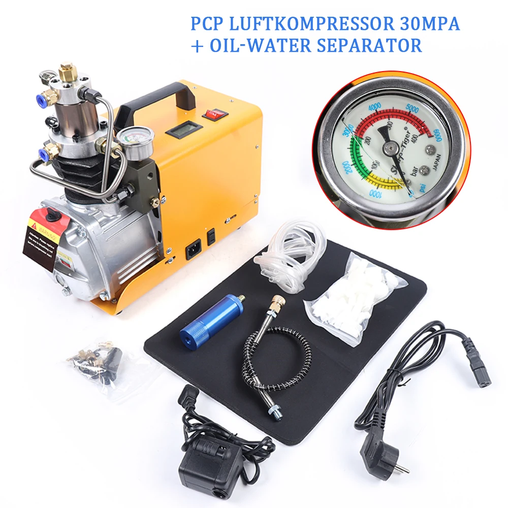 Electric High Pressure Inflatable Pump Compressor Air Pump Hand Pump With External Oil-Water Separator 220V 30Mpa 1800W 300Bar