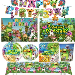 My Singing Monsters Theme Gamer Birthday Party Decorations Kid Favor Gift Disposable Tableware Cups Plates Baby Shower Supplies