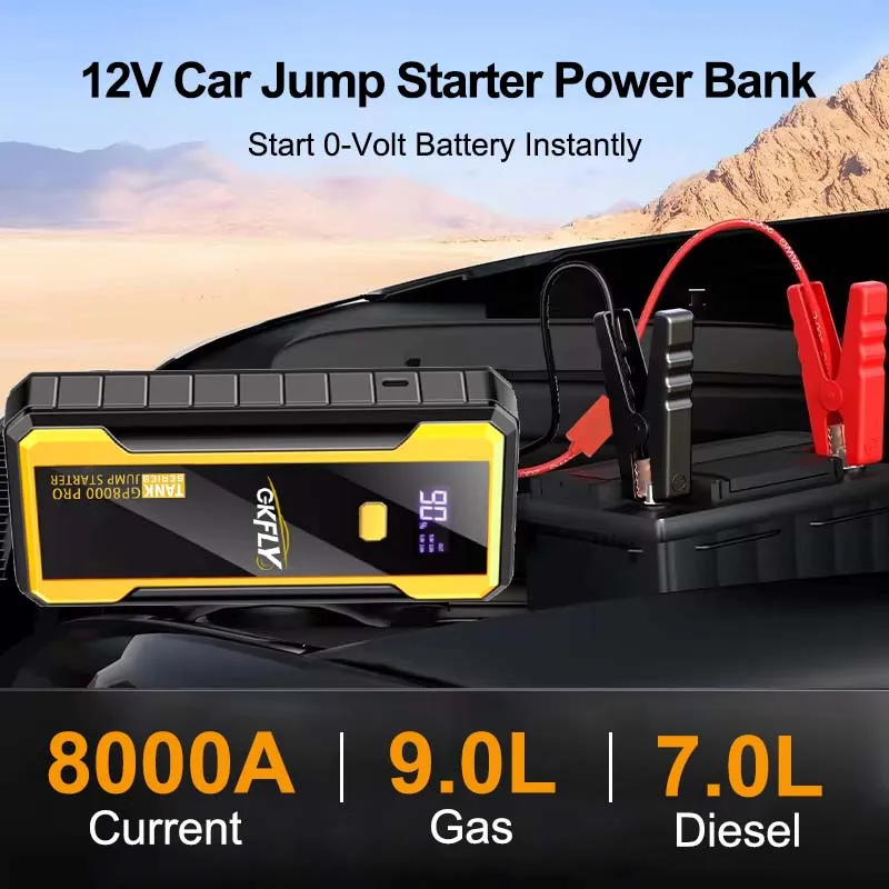 GKFLY 8000A Car Jump Starter Power Bank Car Battery Booster Charger 12V Starting Device Petrol Diesel Car Starter Buster