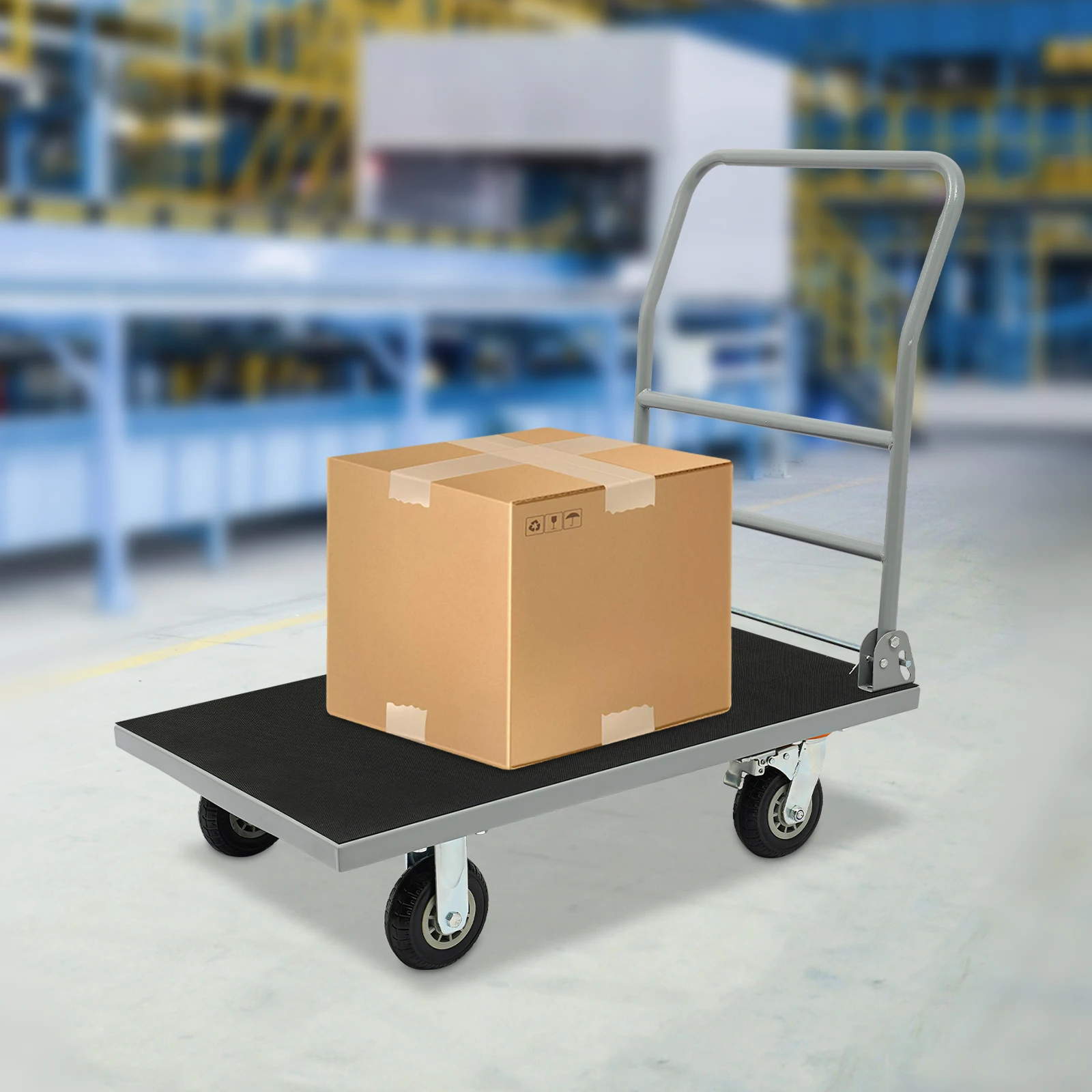 Extra-Large Platform Truck Cart,4 Wheels Dolly Cart, Heavy-Duty Push Cart, Foldable Flat Cart,Load capacity 998 kg