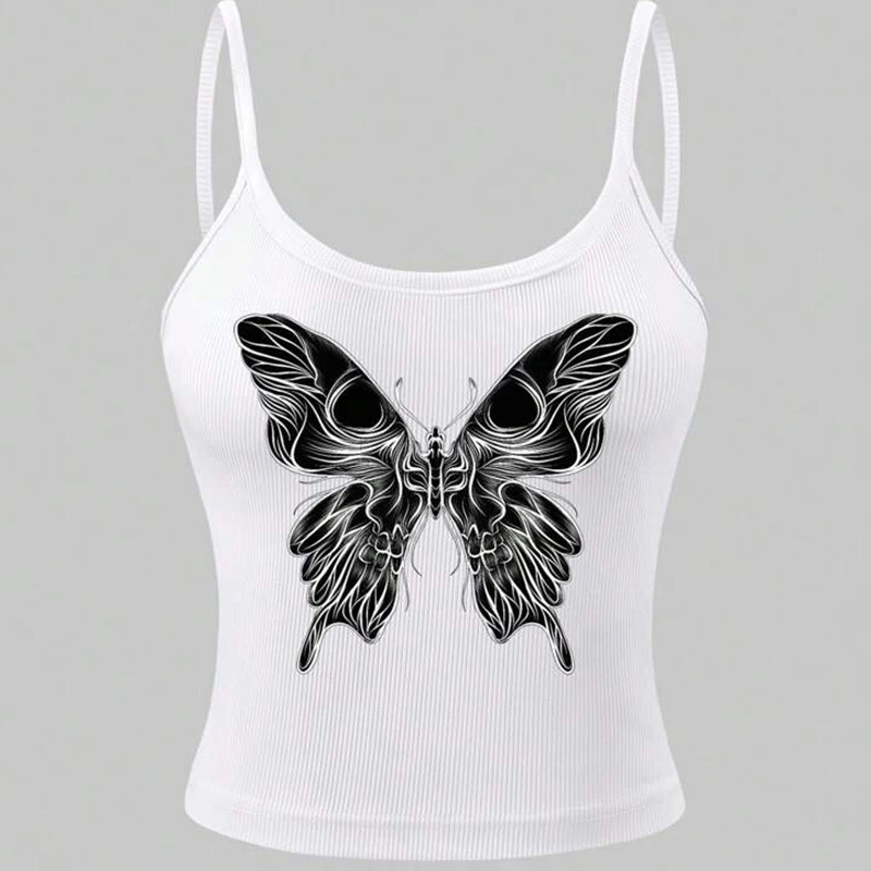 

Sexy Y2k Clothes Letter butterfly Graphic Printed Grunge Crop Top Vintage Punk Slim Tank Top Camisole Female Aesthetics Clothing