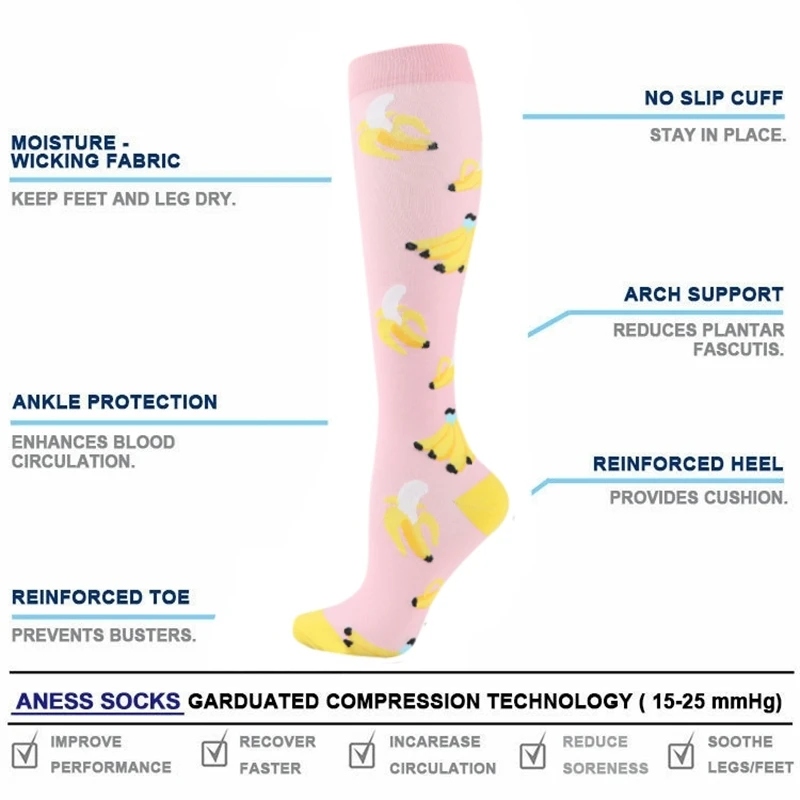 Compression Socks Women Men  Edema Diabetes Varicose Veins Fit For Edema, Diabetes, Varicose Veins, Marathon Socks 20-30mmHg