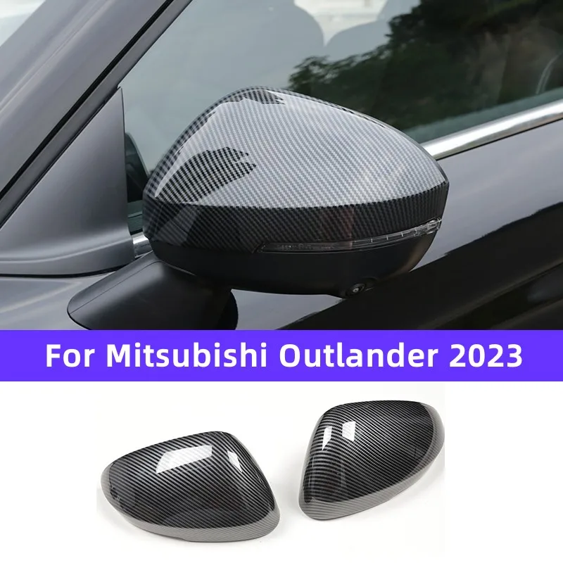 

Car Rearview Mirror Cover ABS Side Wing Mirror Cap For Mitsubishi Outlander 2023 Carbon Fiber Style Car Exterior Accessories