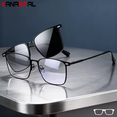 Men Metal Eyeglasses Frame Women Anti Fatigue Blue Light Blocking Glasses Prescription Myopia Reading Eyewear Sunglasses Clips