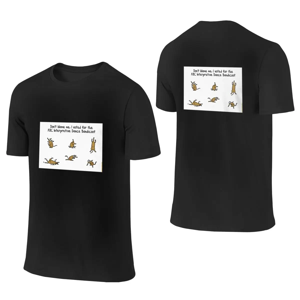T-shirt réversible de style japonais ABC Interpretive Dance Bandicoot, décontracté et relaxant, facile à nettoyer