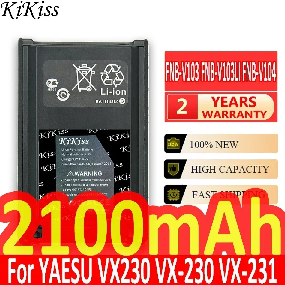 KiKiss Battery FNB-V103 FNB-V103LI FNB-V104 2100mAh for YAESU VX230 VX-230 VX-231 VX228 VX-228 VX231 Two-Way Radio