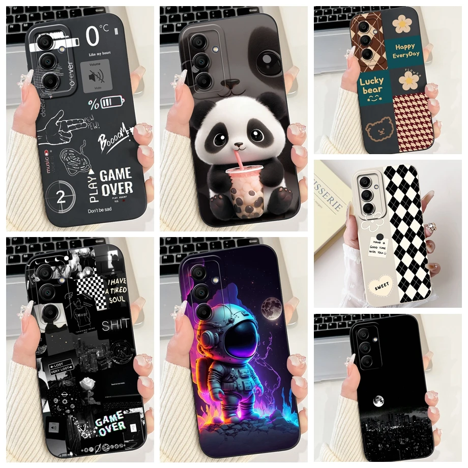 For Samsung Galaxy A16 A06 4G 5G A065F A165F A166B Case Liquid Silicone Soft Back Cover Phone Funda Gothic Black Night Bumper