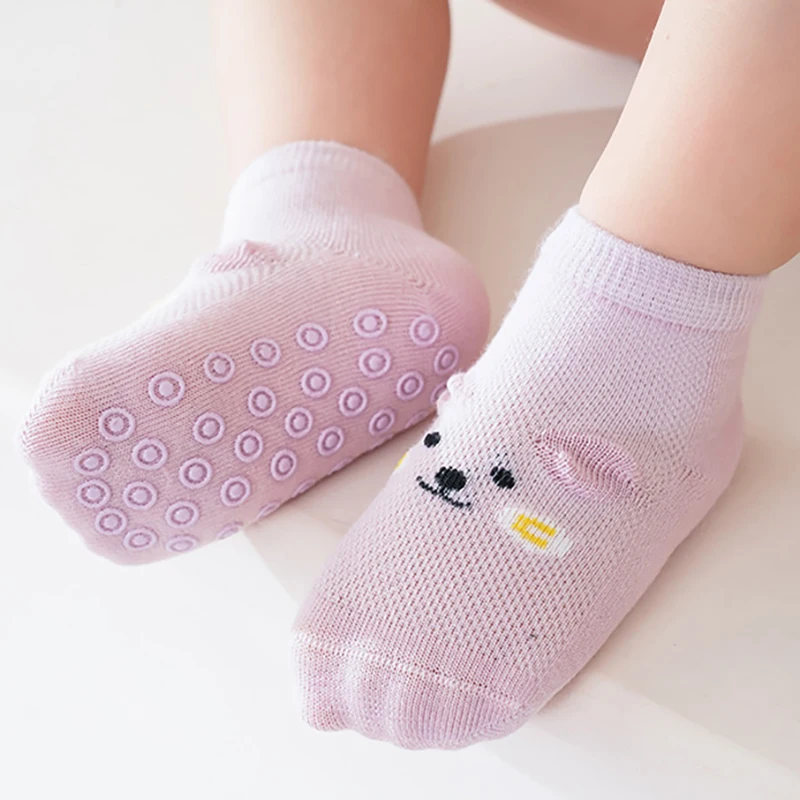 3 Pairs/lot 0-3Y Baby Socks Summer Thin Breathable Pure Cotton Newborn Kids Socks Cartoon Anti Slip Chilidren's Floor Socks