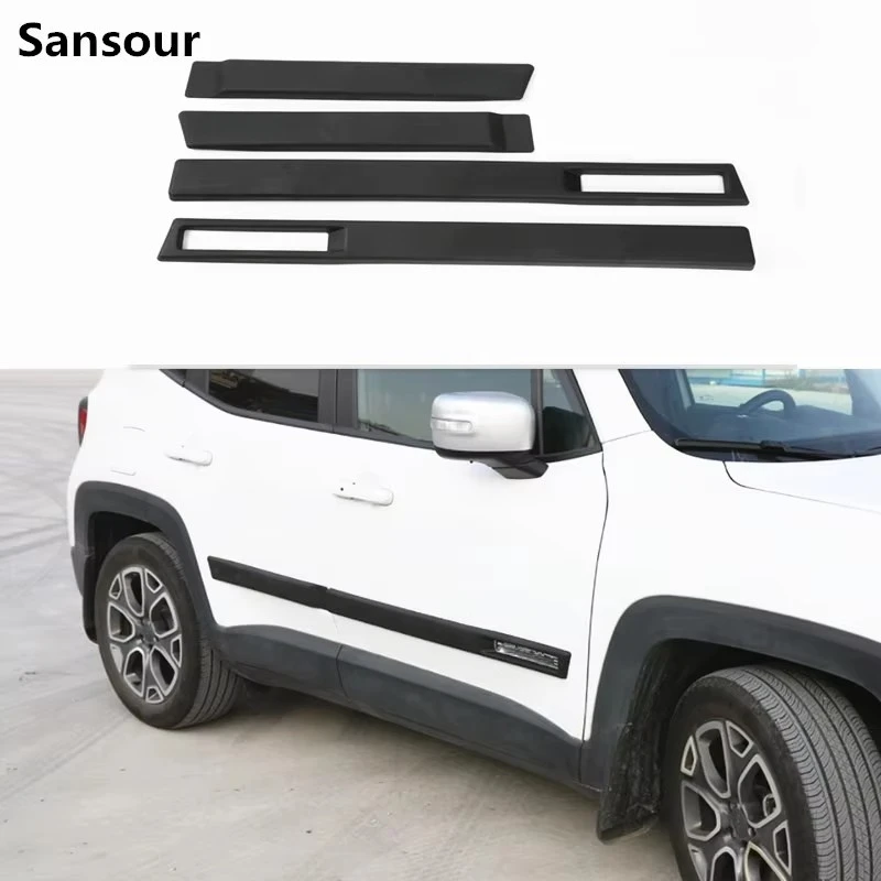 

Sansour New ABS Body Side Moulding Door Cover Trim Kit Molding Protector Car Styling Mouldings for Jeep Renegade 2015 2016 up