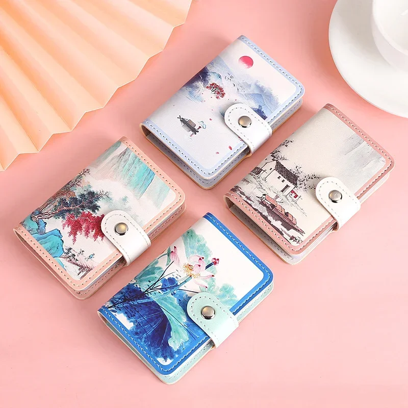 

New Retro Floral Oil Painting Hasp Cards Bag Women Multi Cards Slots Credit Card Holder ID Card Holder Badge Holder Card Covers