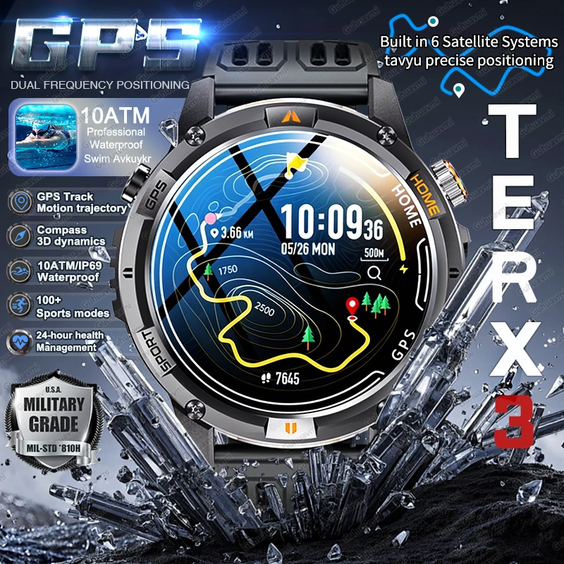 

T-Rex 3 Pro Outdoor GPS Smart Watch AMOLED Display Flashlight Dual Band GPS Compass 10ATM Waterproof Swim Sports Mode Smartwatch