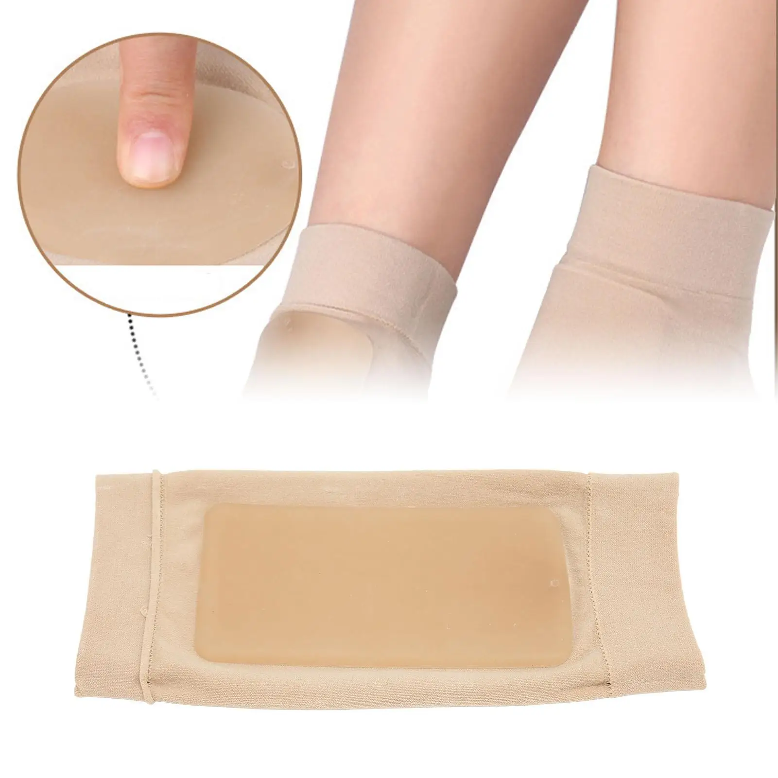 Soporte de tobillo Calcetín reductor de fricción Manga acolchada de talón suave para pies secos agrietados
