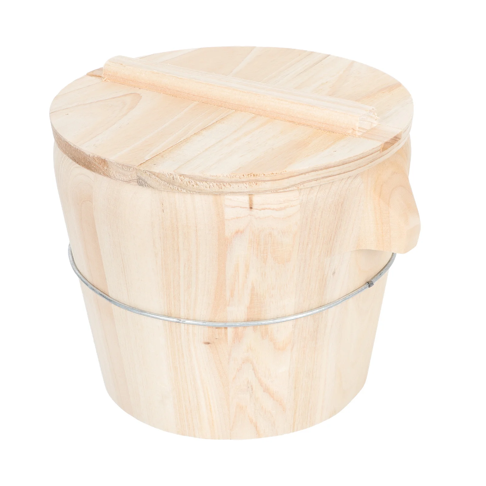 

1 Set Wooden Rice Steamer Bucket Hand-Polished Smooth Detachable Bottom Easy Cleaning Multi-Function Household Storage Container