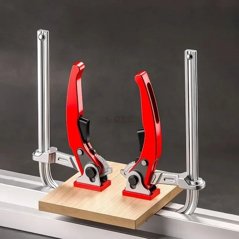 Heavy Duty Ratchet F Clamp Quick Release Track Woodworking Bench Hold Down Fixed Clip Carpenter Workpiece Holding Tool