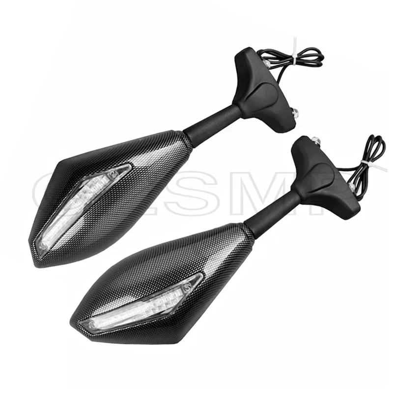 Fit for Honda CBR 600 F4i 929 954 RR F1 F2 Motorcycle Carbon fiber pattern LED Turn Signals Rearview Sport Bike Mirrors