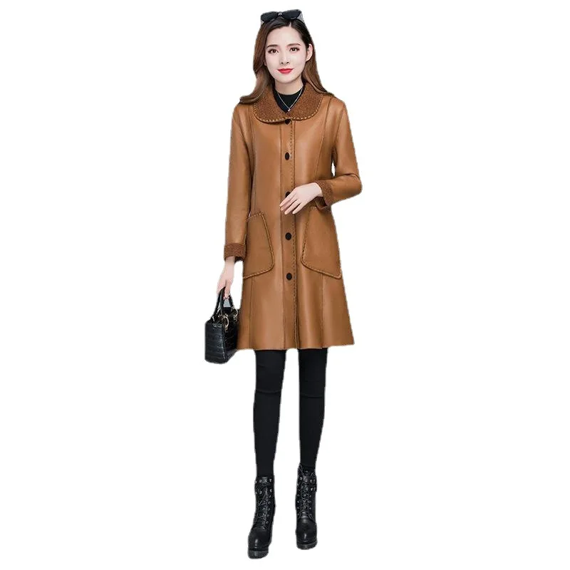 Sexy PU Faux Leather Jacket Long Sleeve Autumn Winter Women Fahsion Clothes Mesh Sheer Turn Down Collar Night Club Jackets NEW