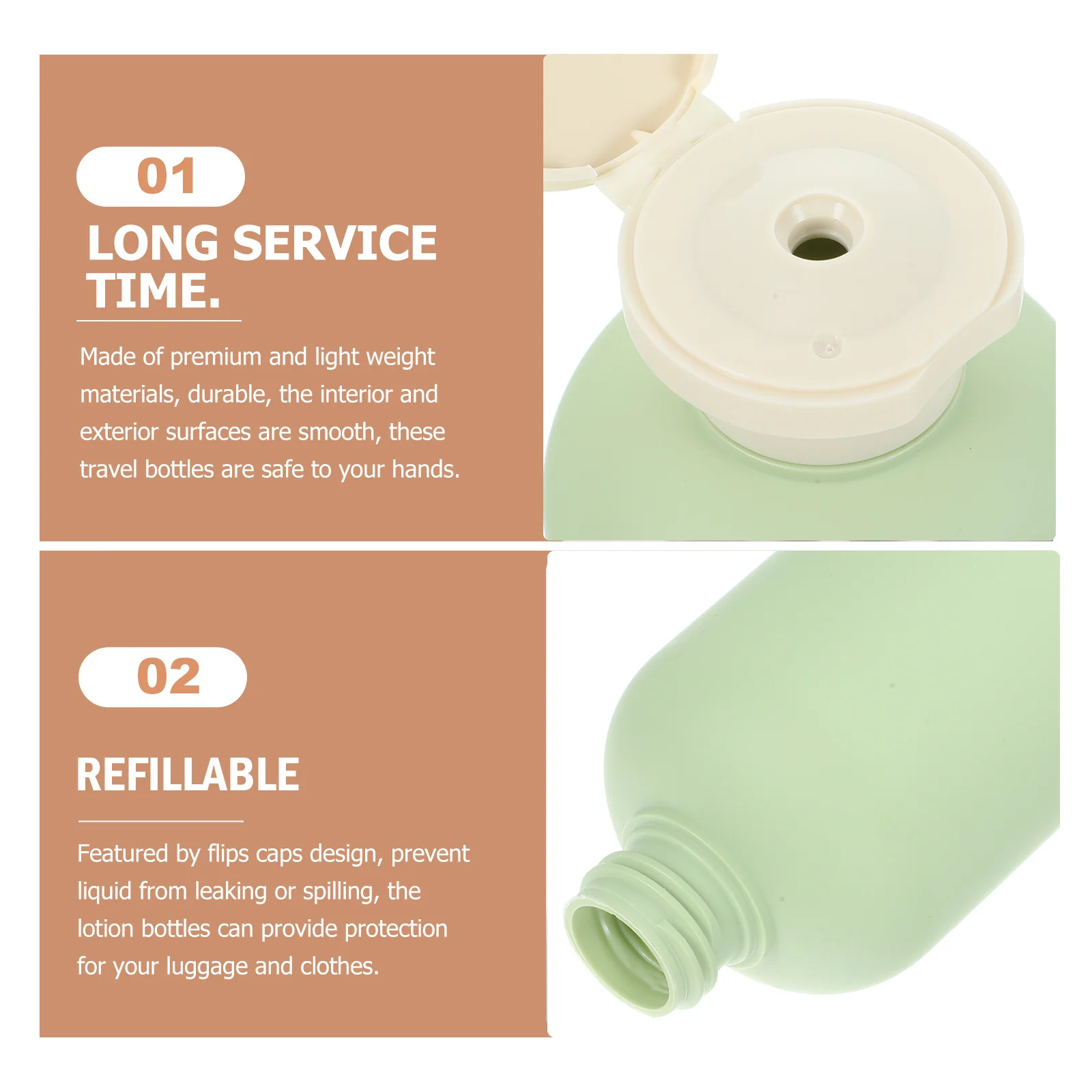 Bouteilles de voyage rechargeables à bouchon rabattable, 2 pièces, pour shampoing, Lotion, après-shampooing, conteneurs de toilette de voyage