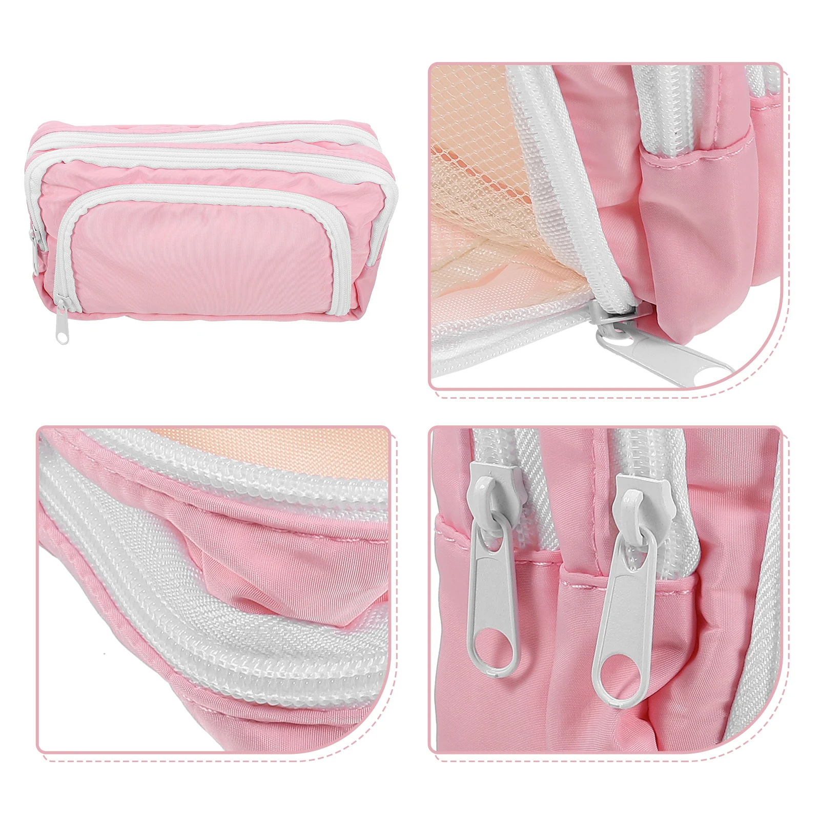 

Pencil Holder Case Storage Bag Cloth Zipper Pink Large Capacity Multi-use Pouch