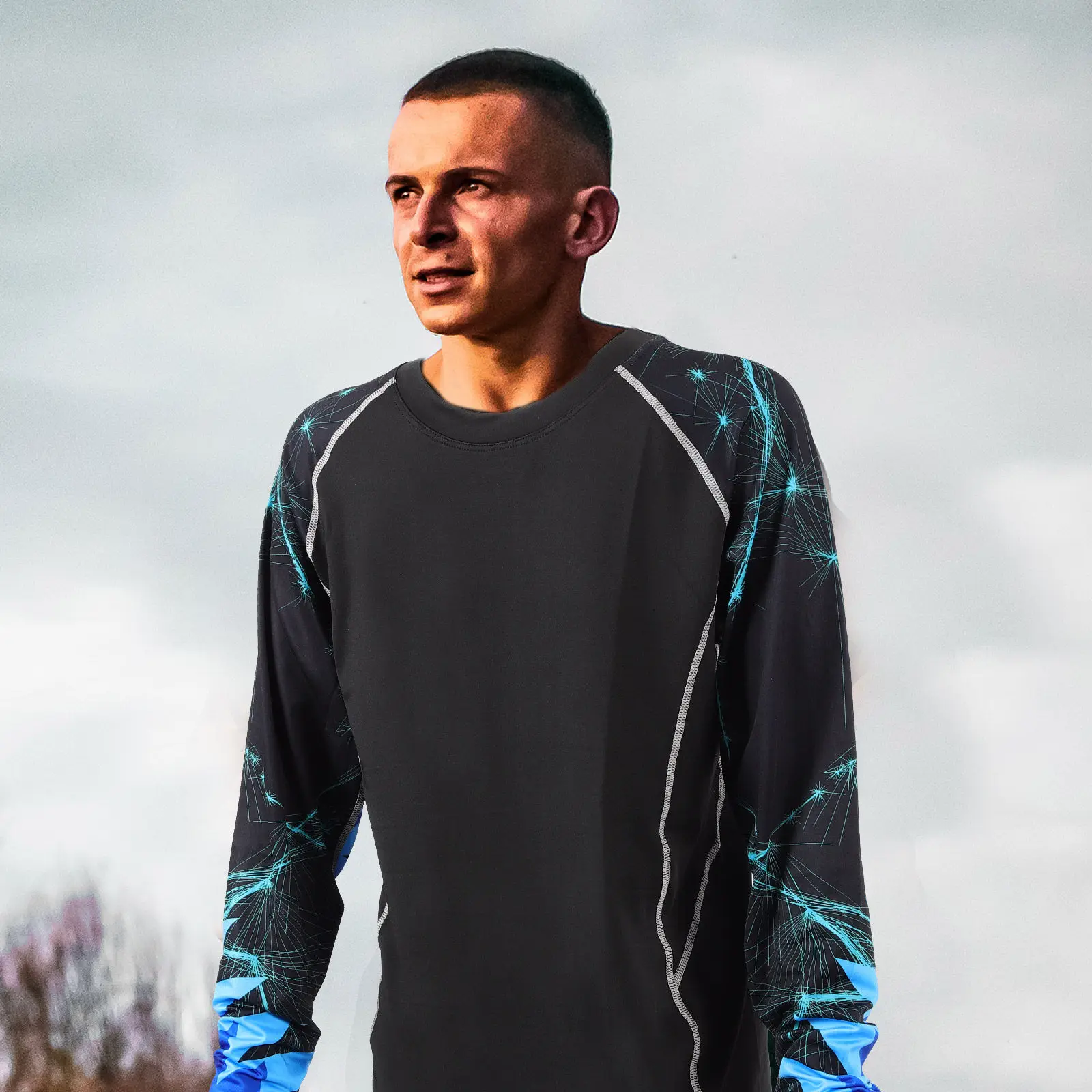 

Мужской компрессионный комбинезон с длинным рукавом для тренировок, приятный к телу, эластичный, для утренних пробежек, велоспорта и фитнеса