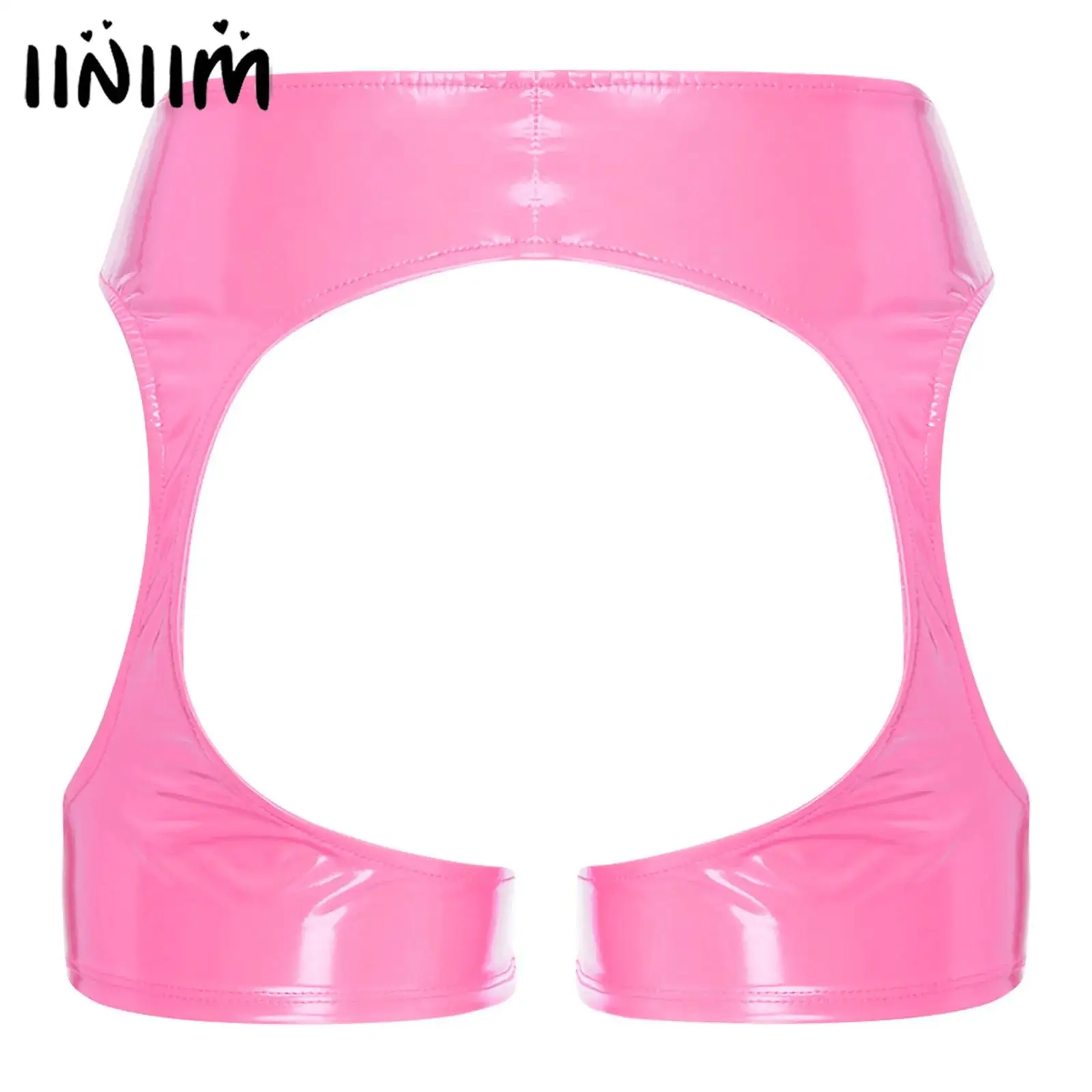 

Женское нижнее белье, трусики из лакированной кожи с вырезами, латексное нижнее белье с открытой попкой, эротические сексуальные шорты-боксеры с открытой промежностью до бедра